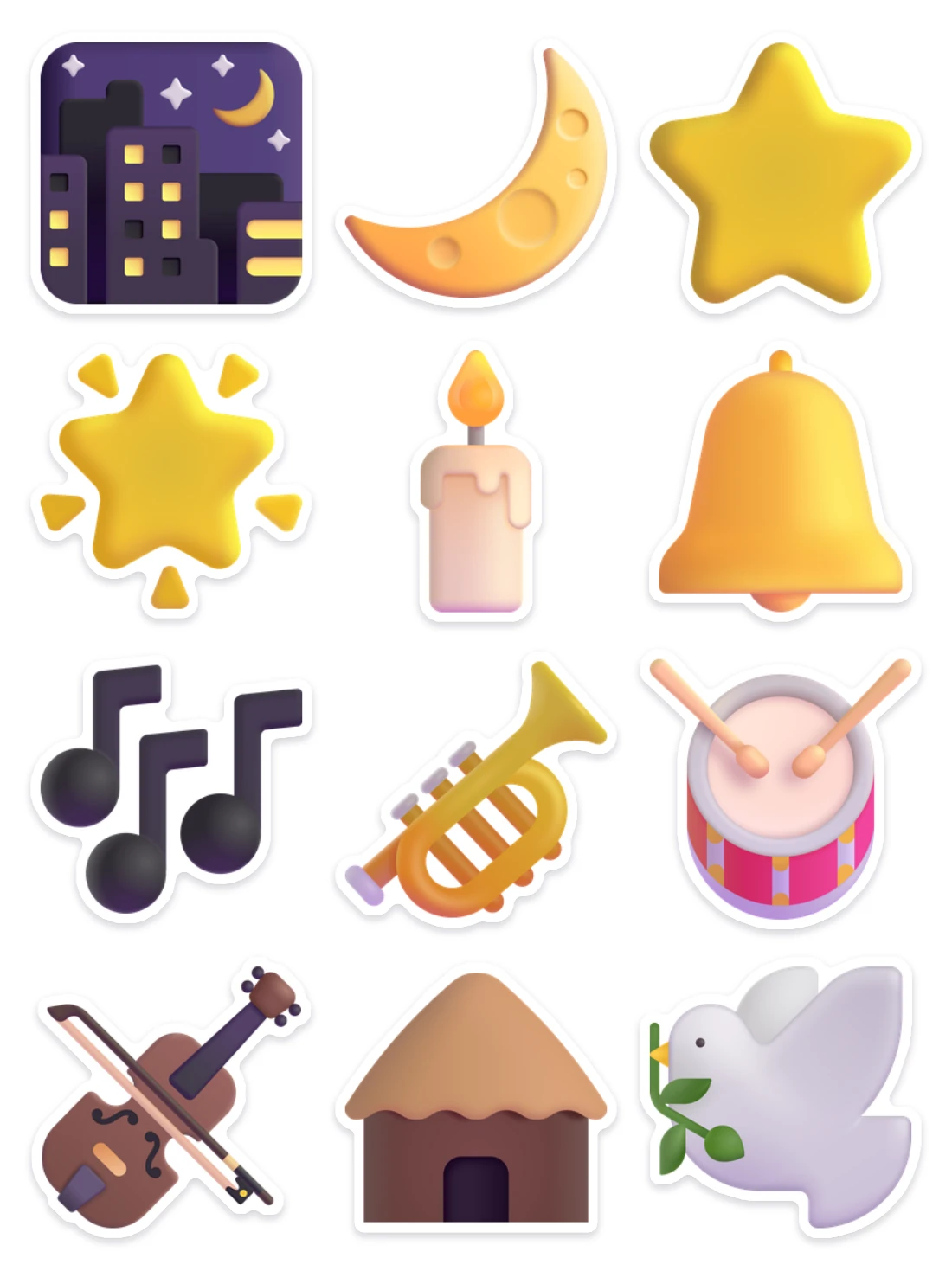 Kerstvel Stille nacht met 12 stickers